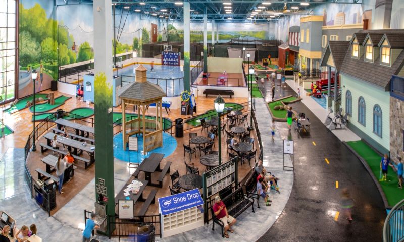 Indoor family activity areas at The Neighborhood inside Rochester Athletic Club.