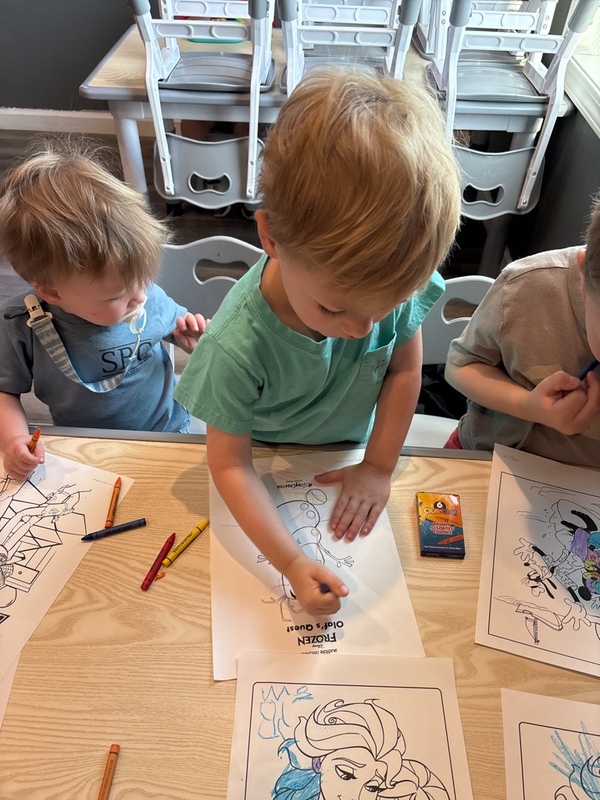 Children's activity table setup at The Playhouse