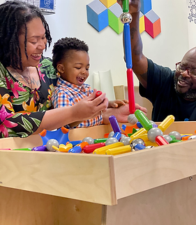 Interactive play area and child-sized materials at The Wonder Lab.