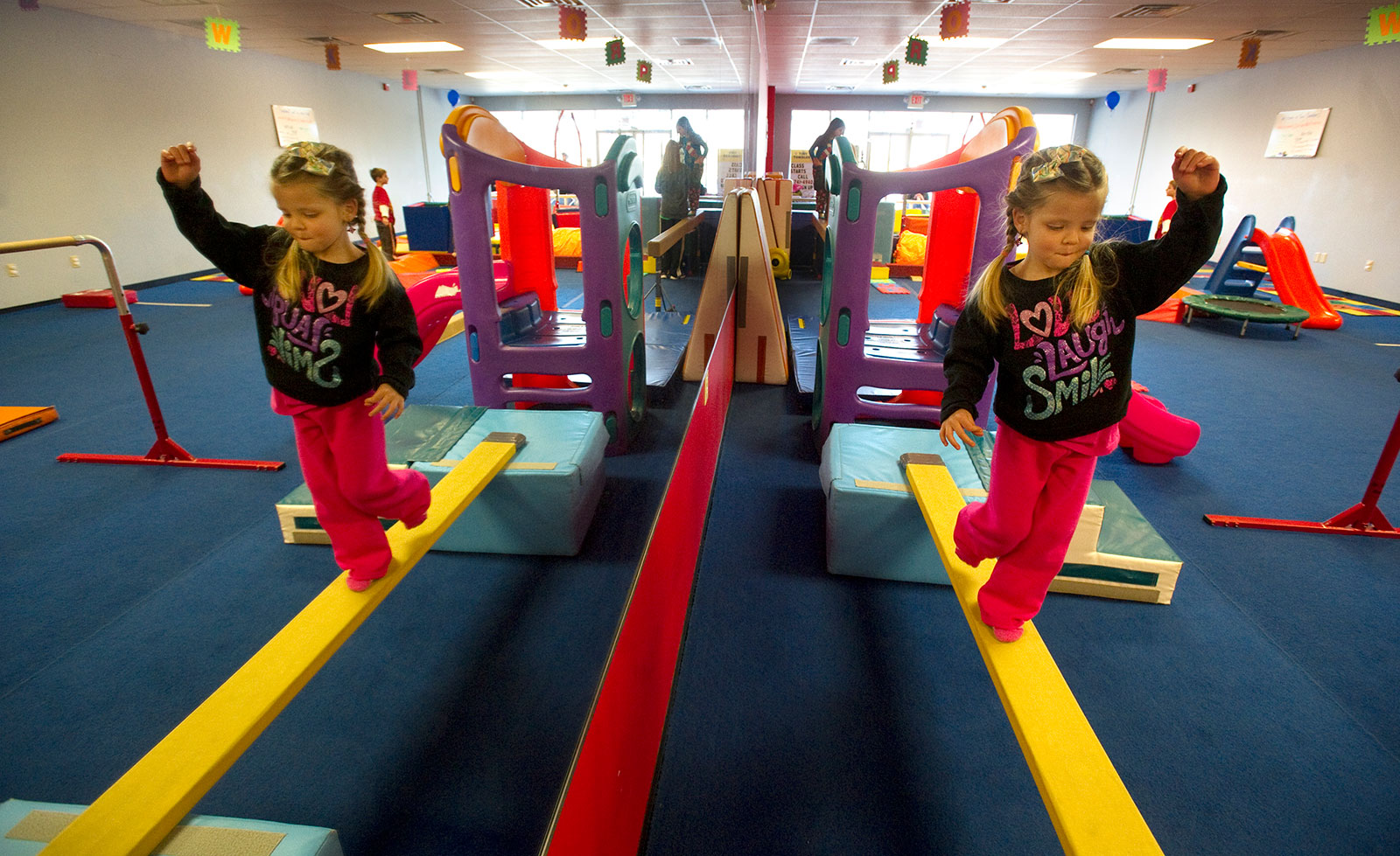 Gymnastics-style indoor play area at Tiny Tumblers.