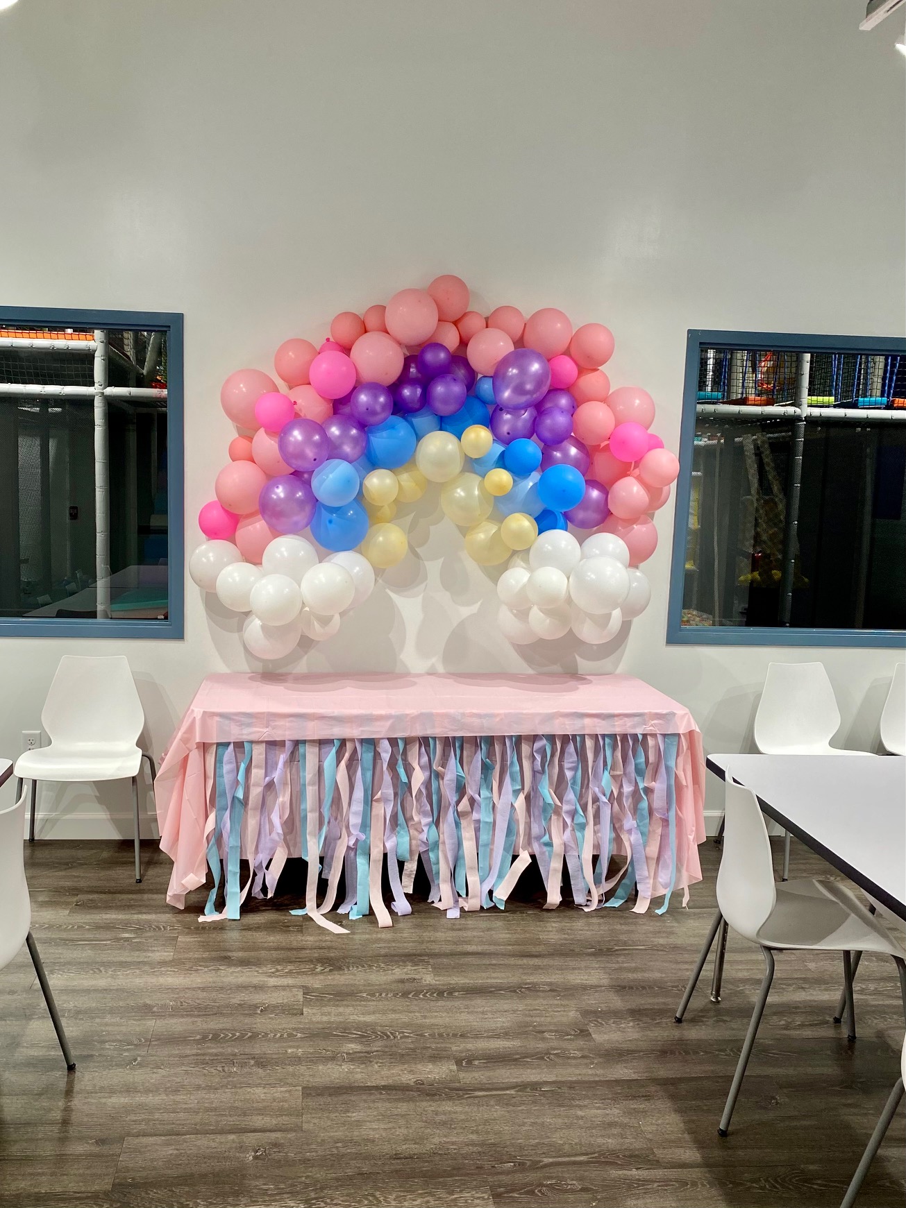 Decorated birthday party room at Up & Away Indoor Play.