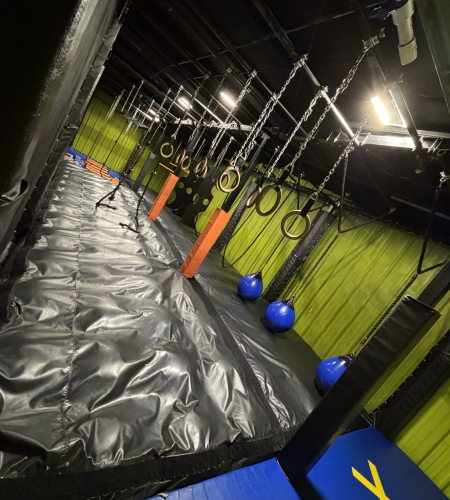 Ninja-style obstacle course at Updown Trampoline Park.