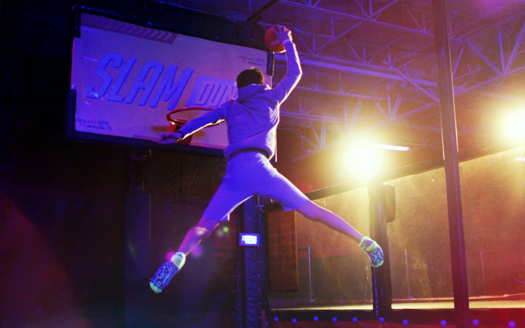 Slam Dunk Zone attraction inside Urban Air Midland.