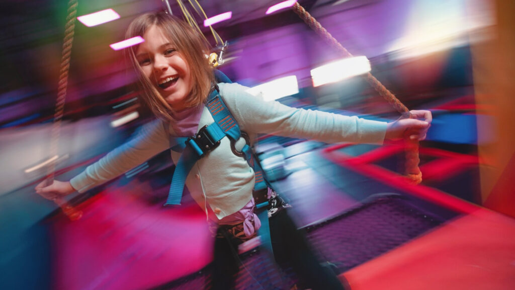 Sky Rider indoor zip-style attraction at Urban Air White Marsh.