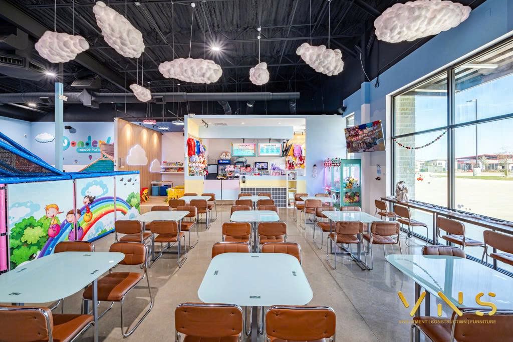 Parent seating area inside Wonderland Indoor Playground