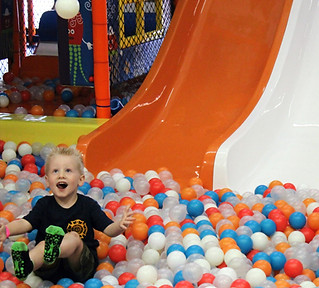 Ball pit and tubes playground area at Xtreme Jump Adventure Park.