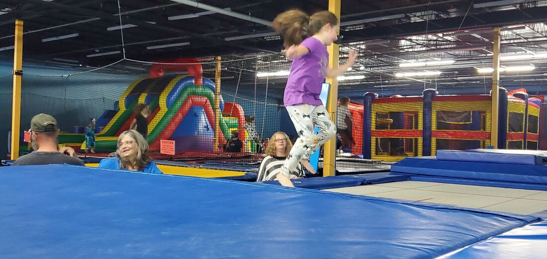 Recreation and drop-in play setup at Zia Elite Gymnastics.