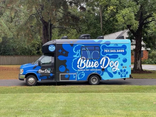 Blue Dog mobile grooming van exterior