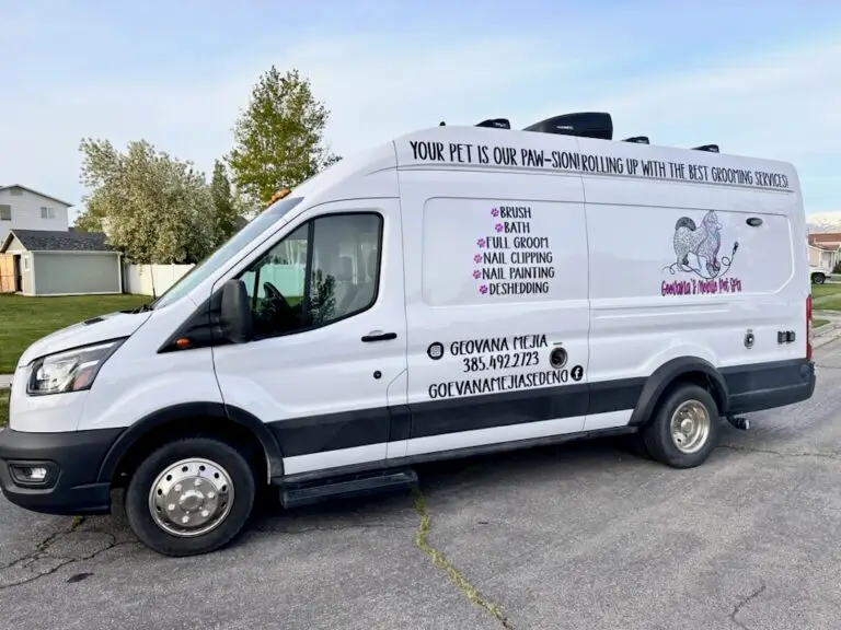 Dog being groomed by Geovana's Mobile Pet Spa