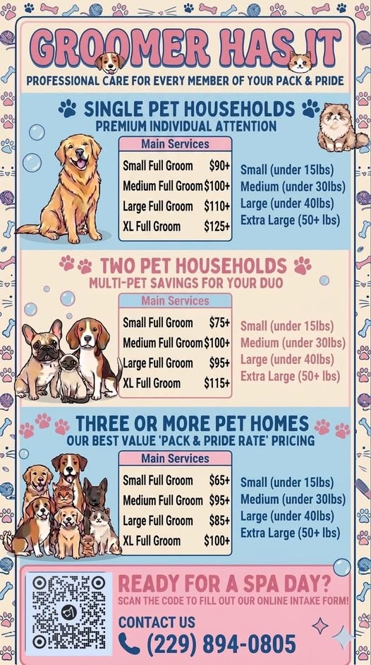 Pricing or service update graphic from Groomer Has It Mobile Grooming