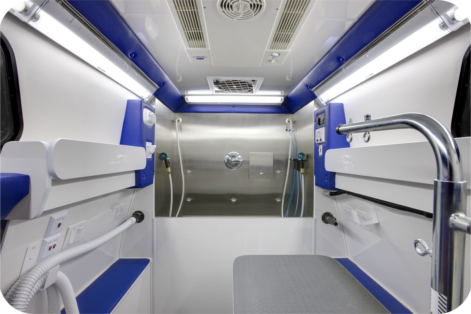 Tub area inside Halo's Place grooming van