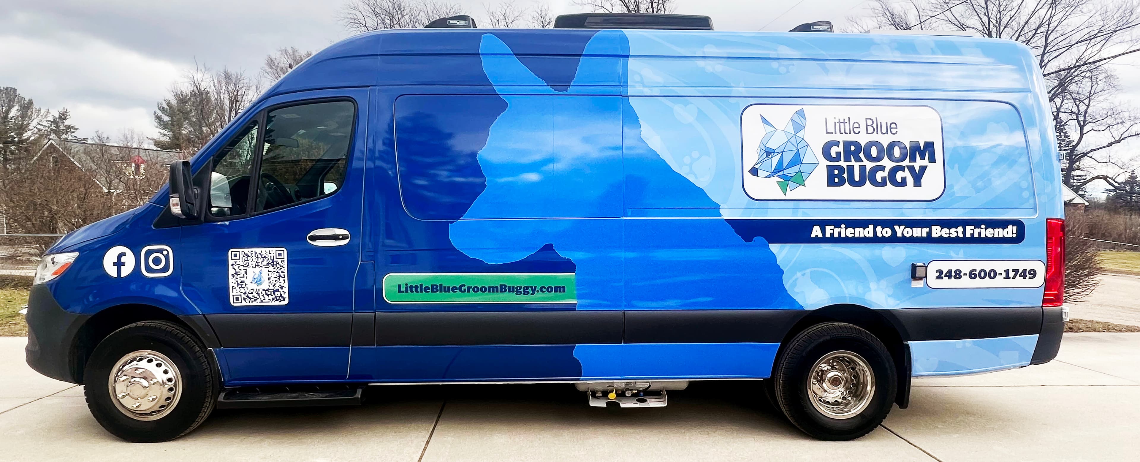 Little Blue Groom Buggy van side view