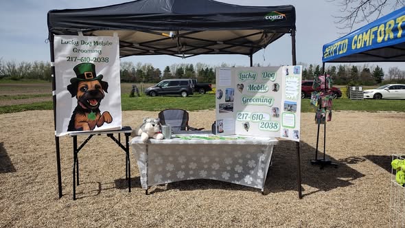 Pet at a Lucky Dog Mobile Grooming community event