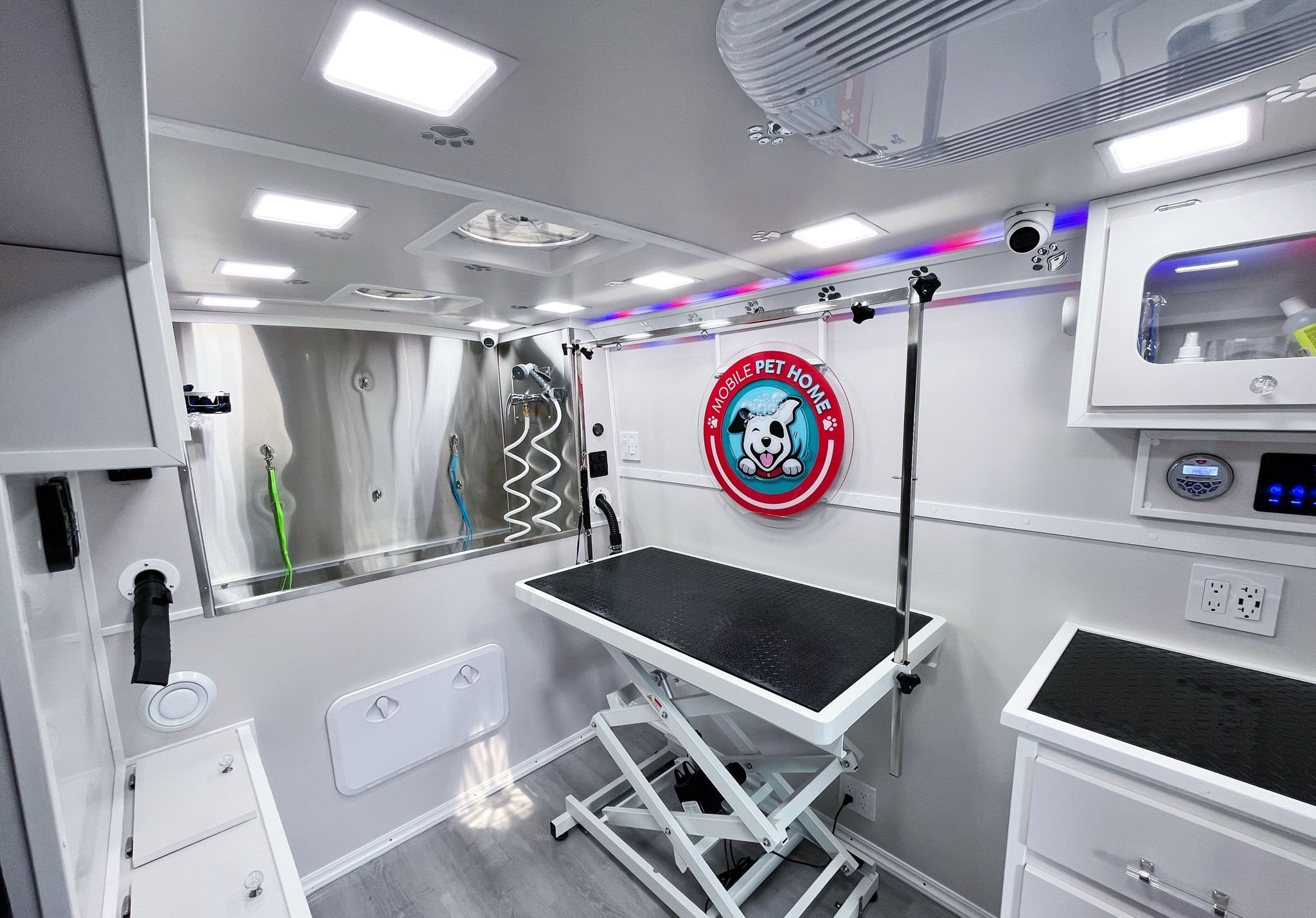 Interior of the Mobile Pet Home grooming van