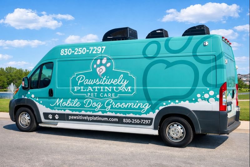 Pawsitively Platinum mobile grooming van