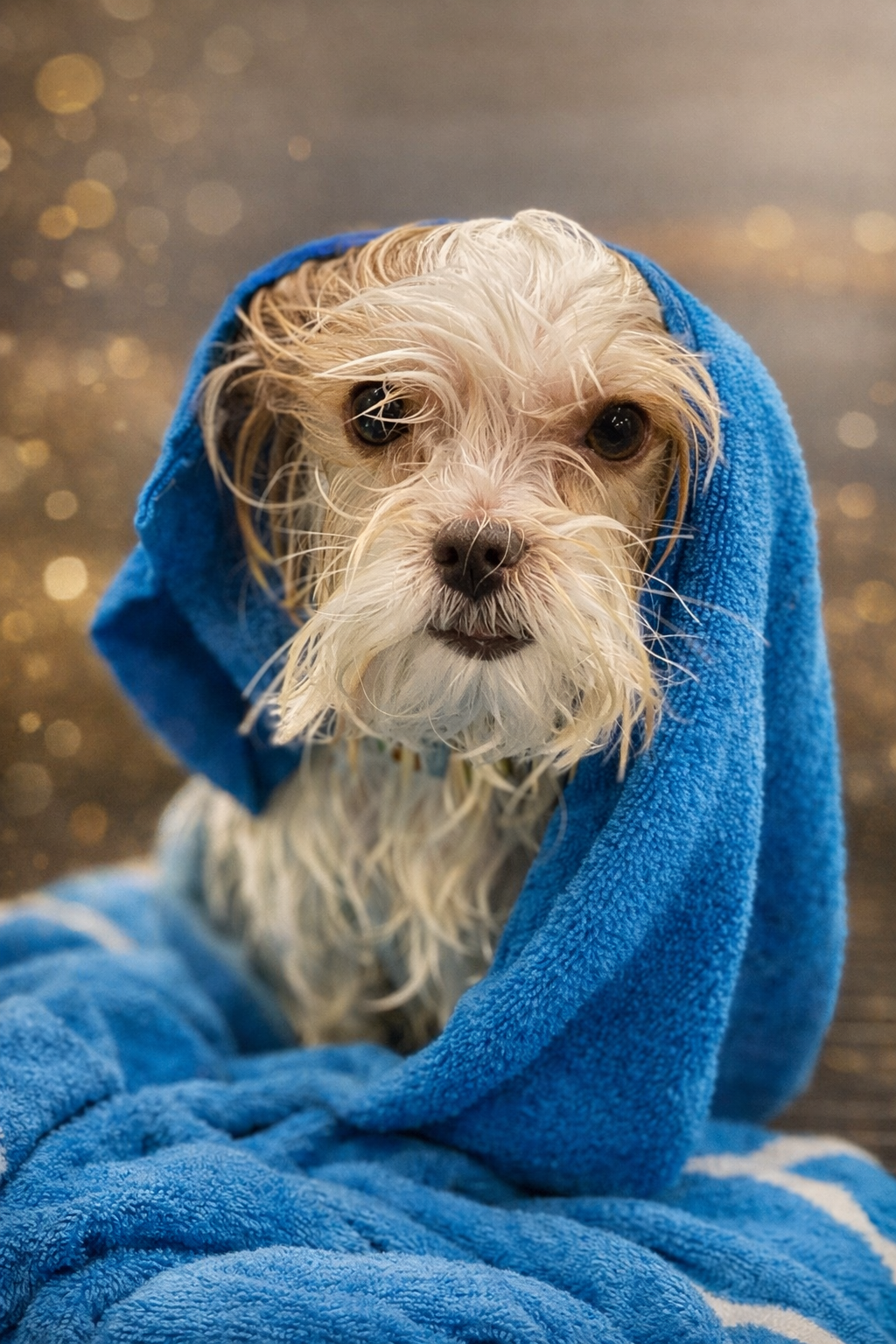 Small dog after mobile grooming