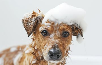 Dog in bath service image for Petite Paws Mobile Spa