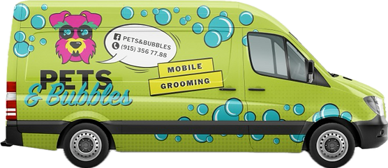 Pets N' Bubbles mobile grooming van illustration