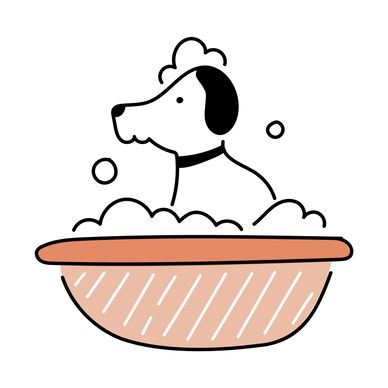 Illustration representing mobile bath service by Pups Mobile Spa