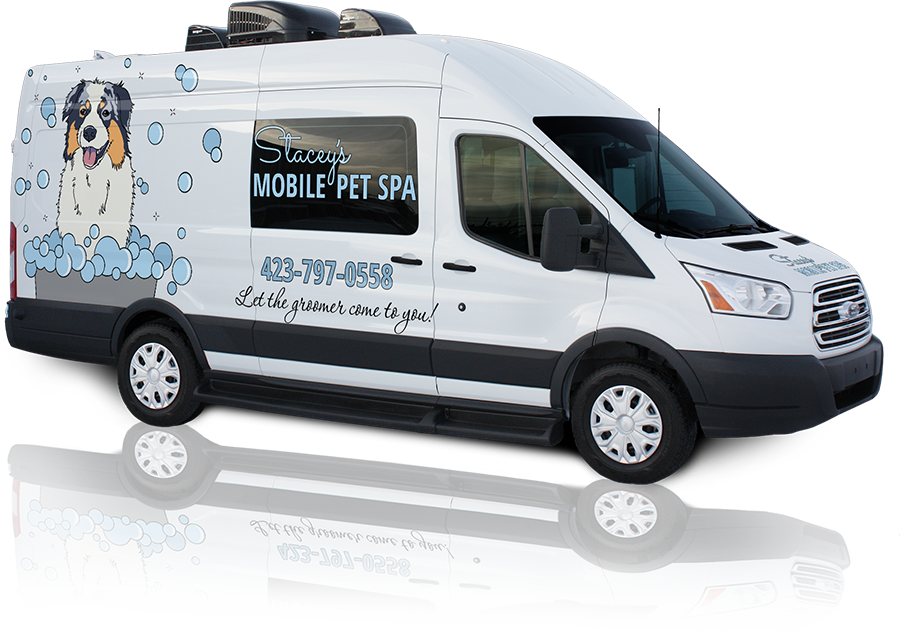 Mobile grooming van from Stacey's Mobile Pet Spa