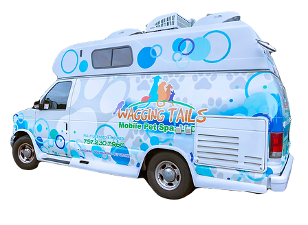Mobile grooming promotional image from Wagging Tails Williamsburg