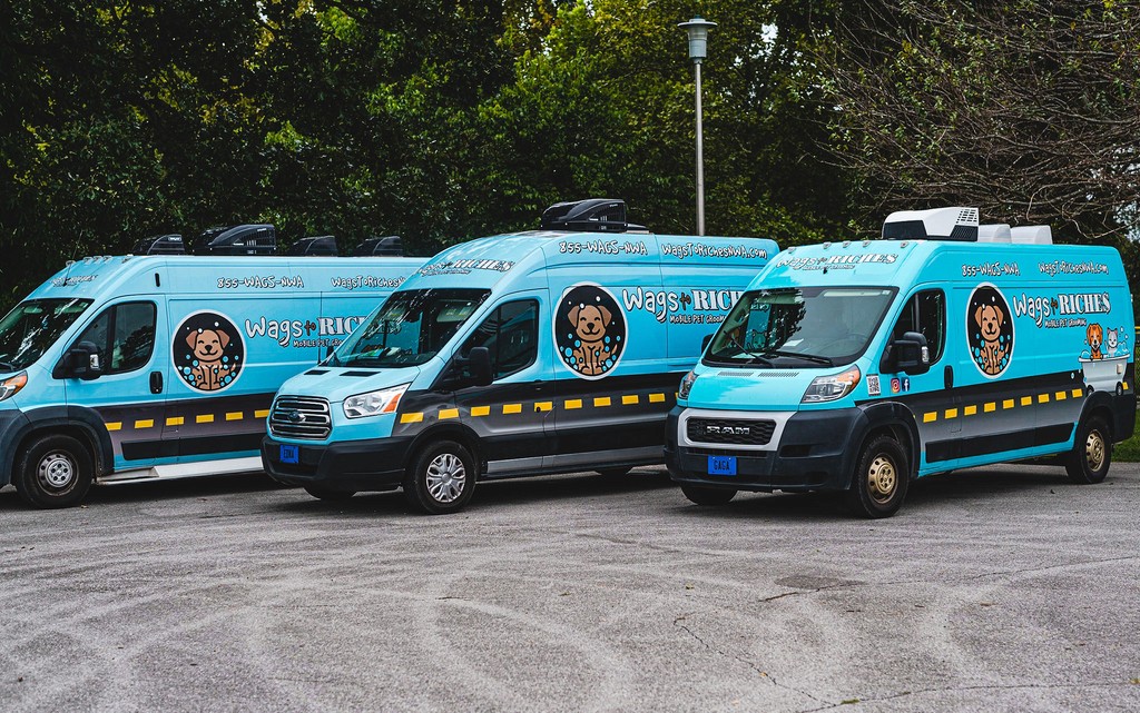 Wags to Riches mobile grooming vans