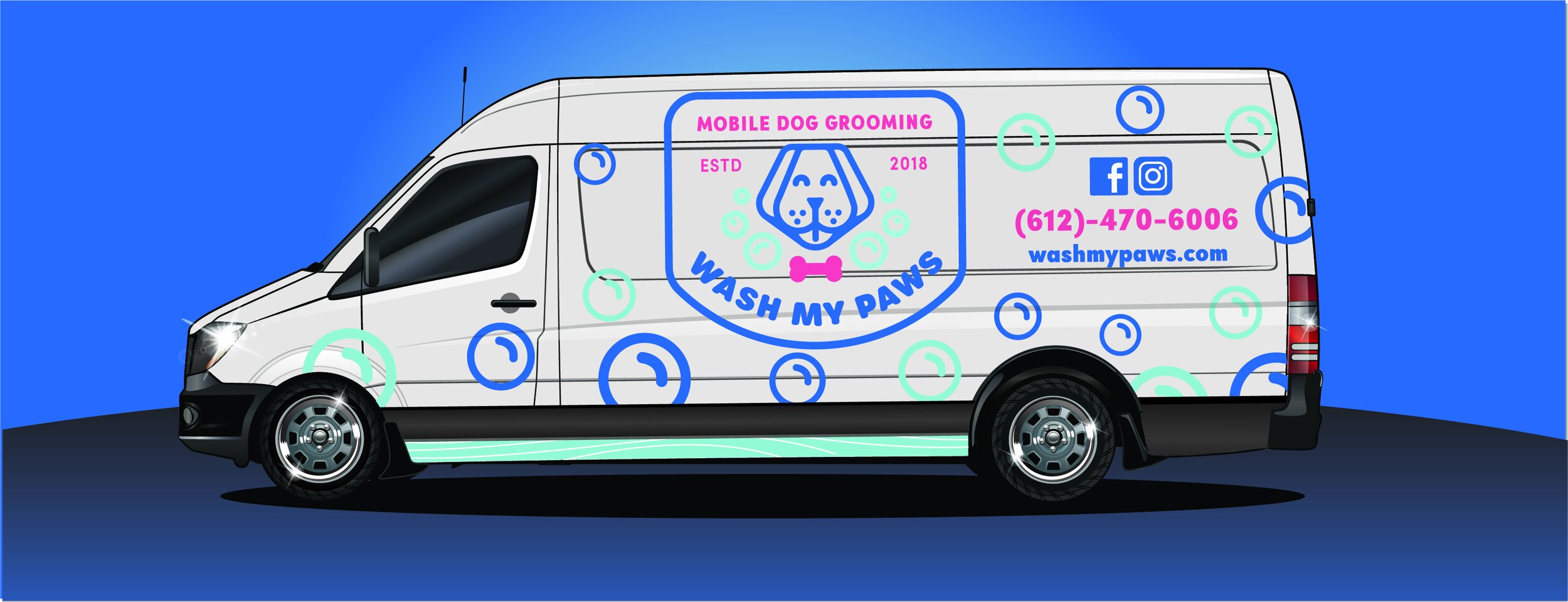 Wash My Paws mobile grooming van