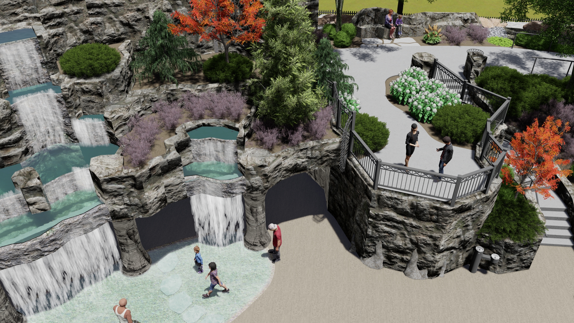 Adventure Heights conceptual splash feature rendering.