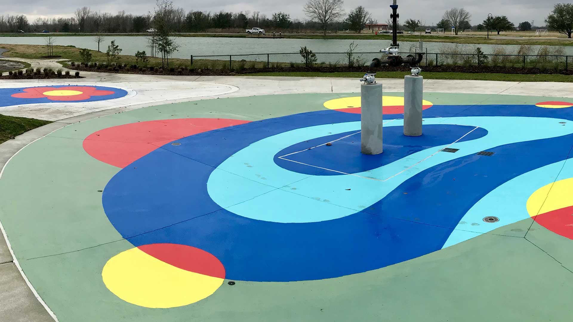Spray feature detail at the Houma splash pad.