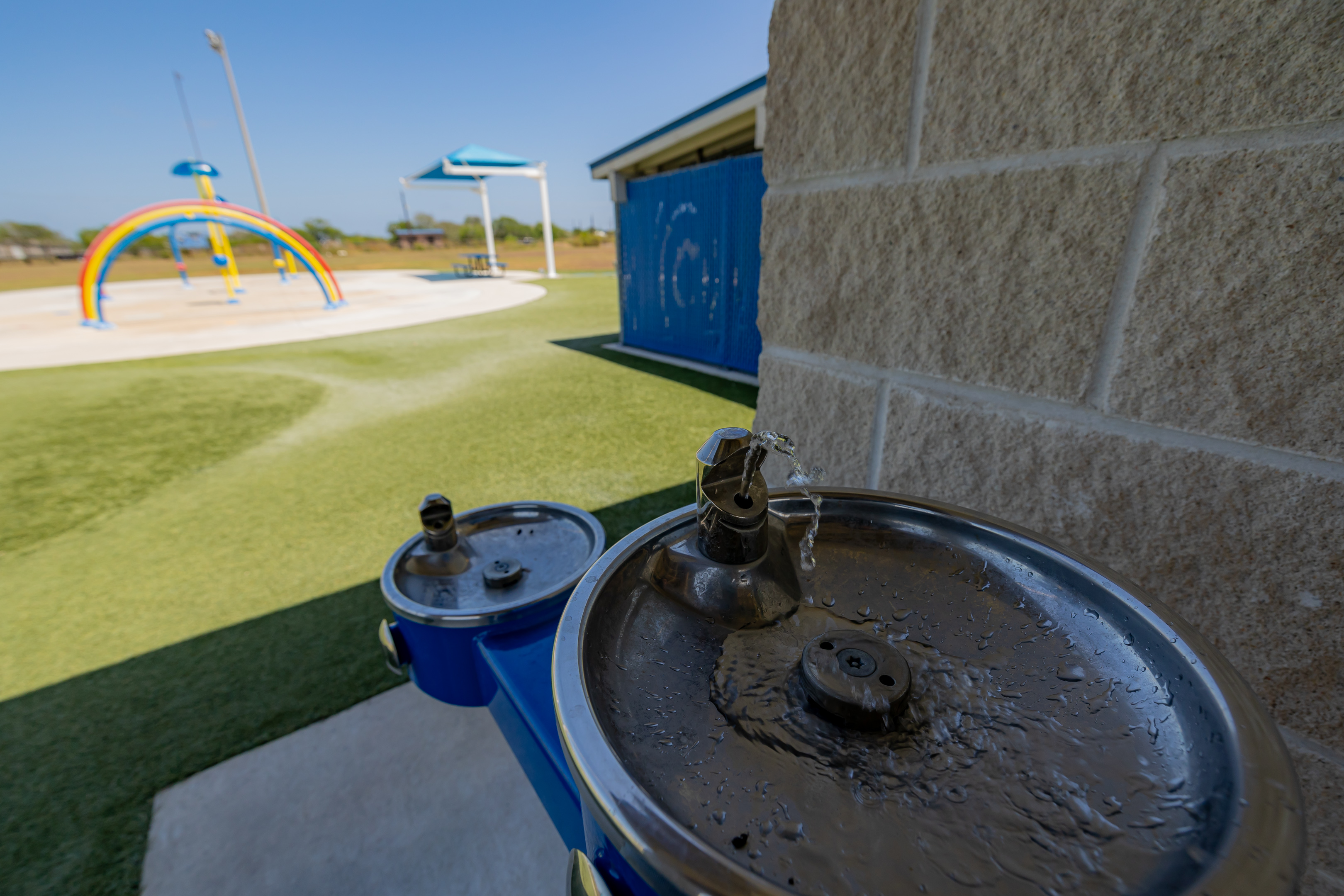 Water fountain feature at Bill Witt Park Splash Pad.