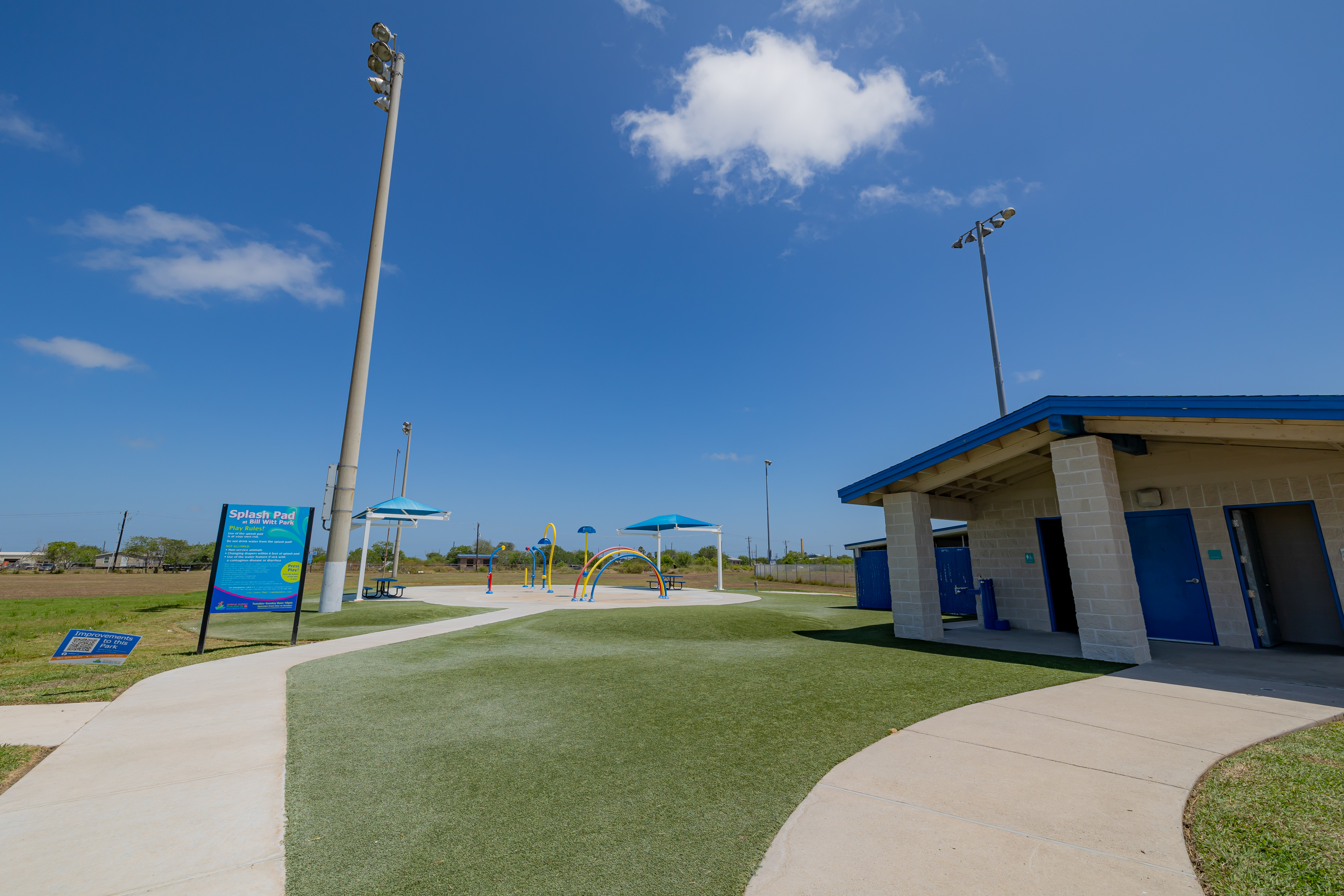 Restroom building near Bill Witt Park Splash Pad.