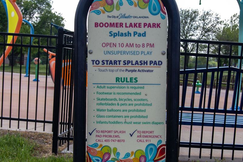 Splash features at Boomer Lake Splash Pad in Stillwater.