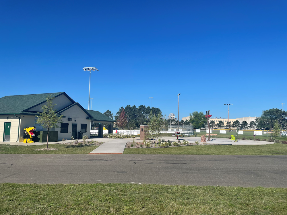 View of the splash pad area at Memorial Park in Brainerd.