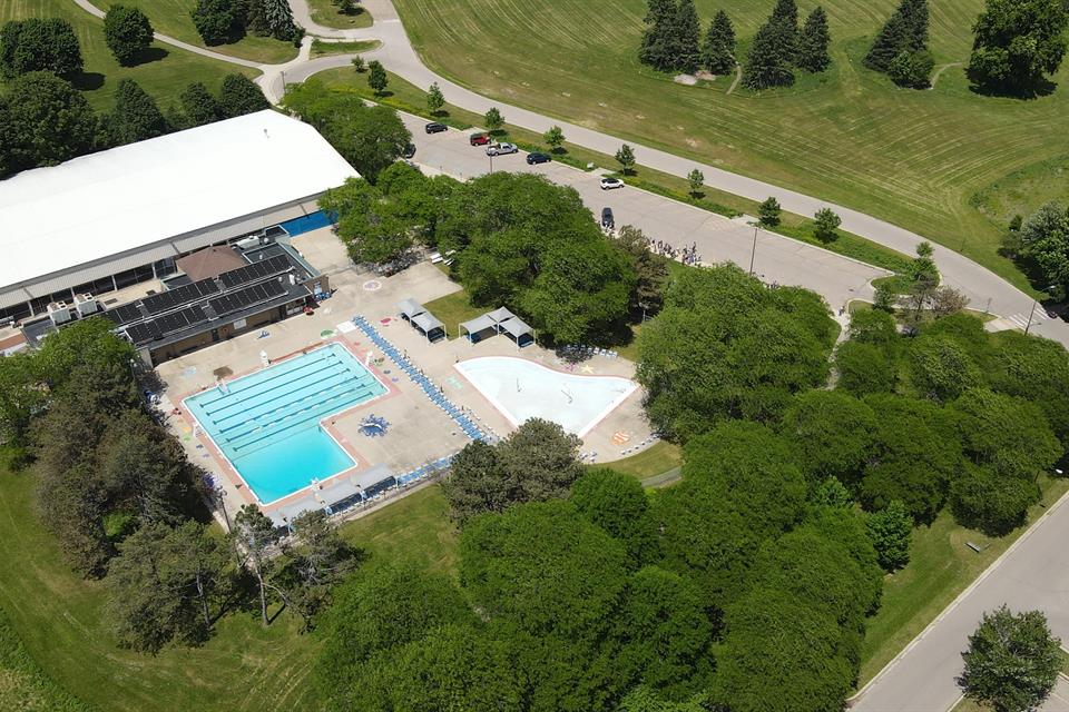 Aerial view of Buhr Park in Ann Arbor.
