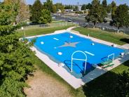 Aerial view of Butte Splash Pad and surrounding park space.