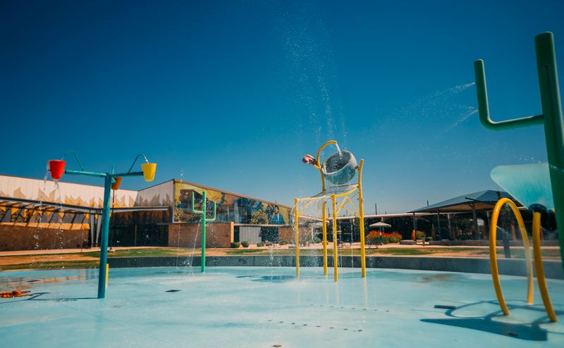 Chamizal Community Spray Park splash area in El Paso.