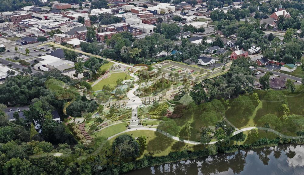 Rendering of Chason Park amenities including the splash pad area.