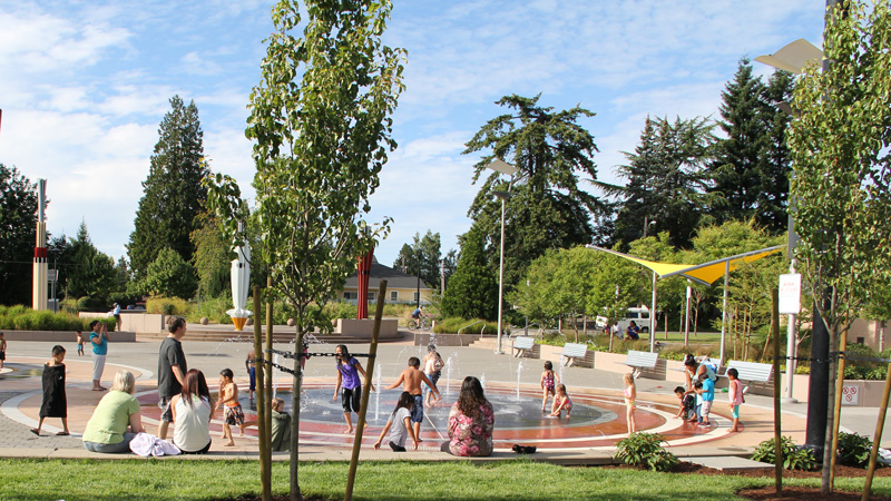 Children's Fountain splash area at the Arts Plaza in Gresham.