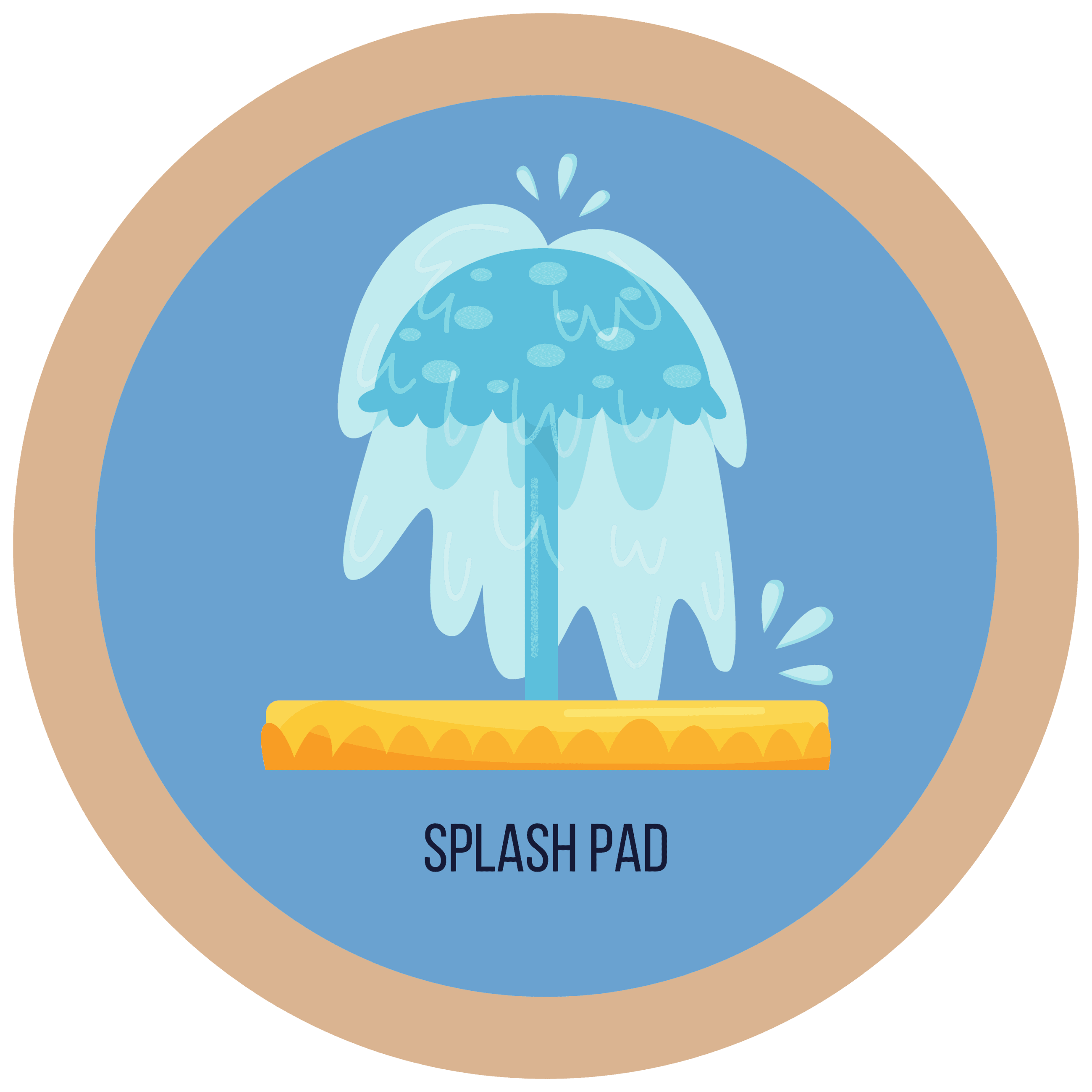 Splash pad water play area at Christiansburg Huckleberry Park.