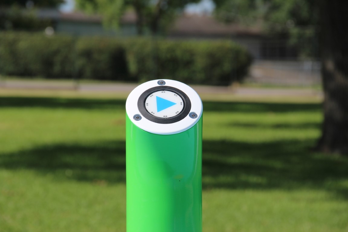Activator button at the Brenham splash pad.
