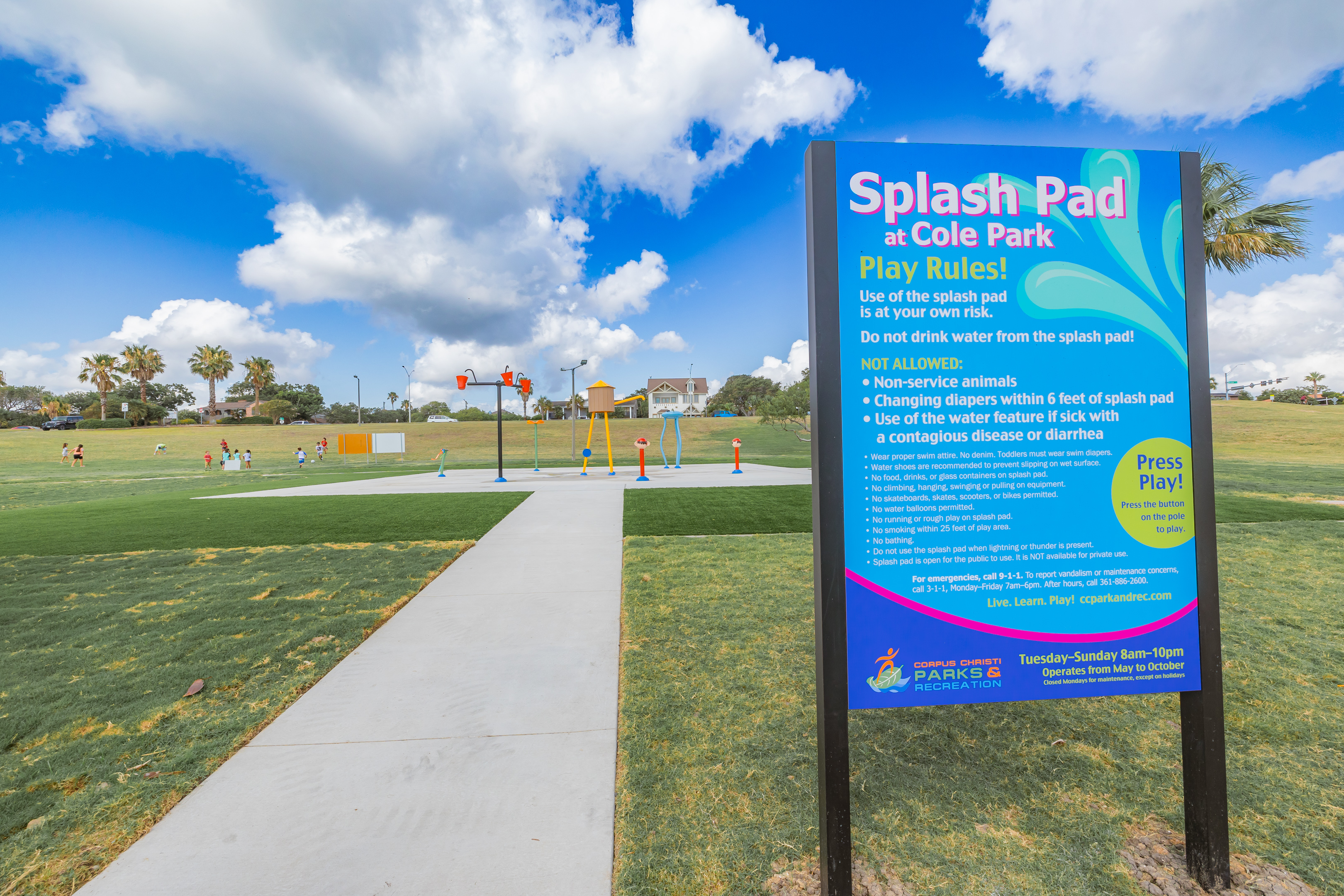 Sign at Cole Park Splash Pad.