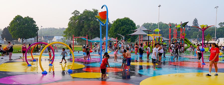 Comiskey Park splash pad and playground in Dubuque.