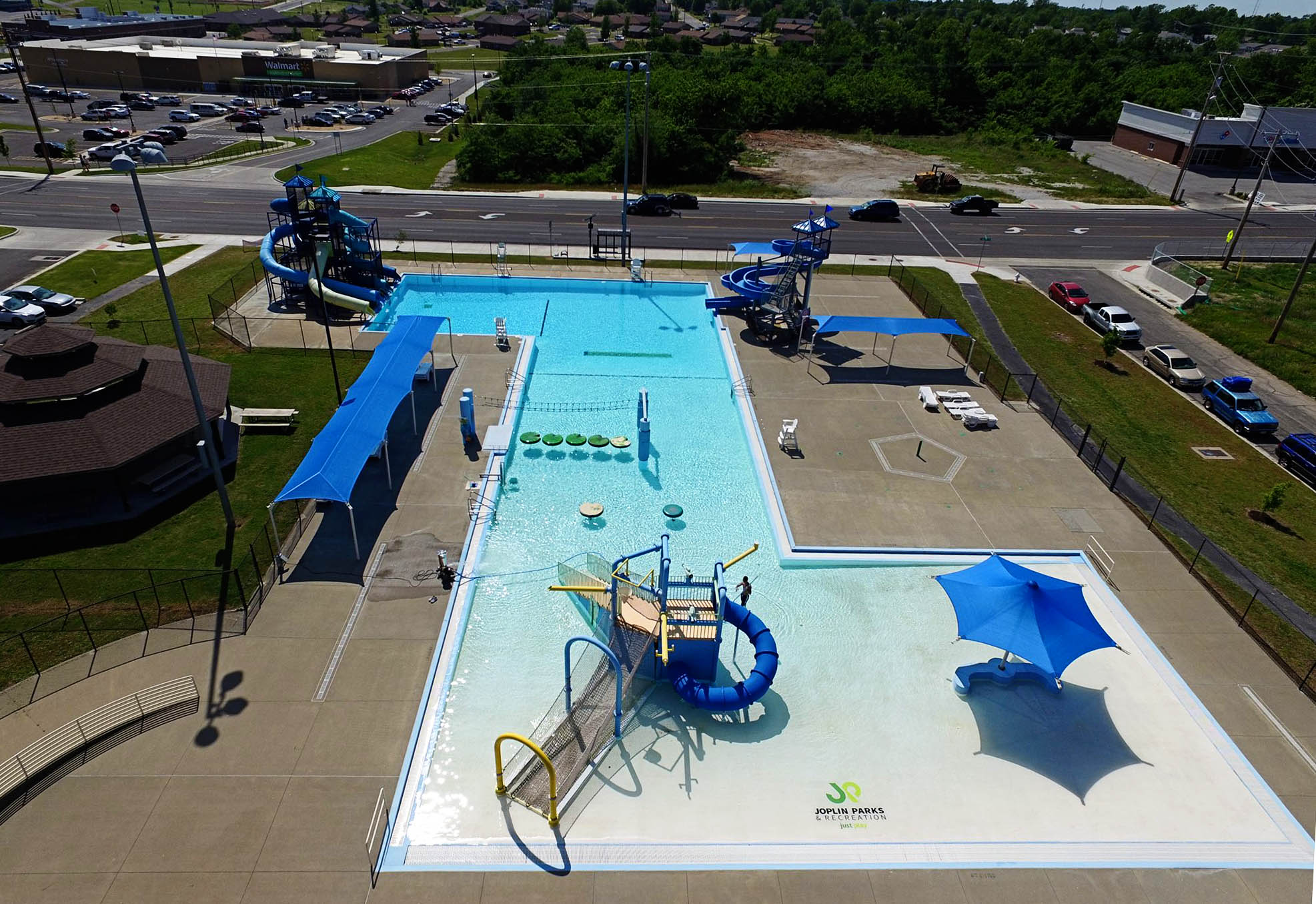 Aerial view of Cunningham Aquatic Center.