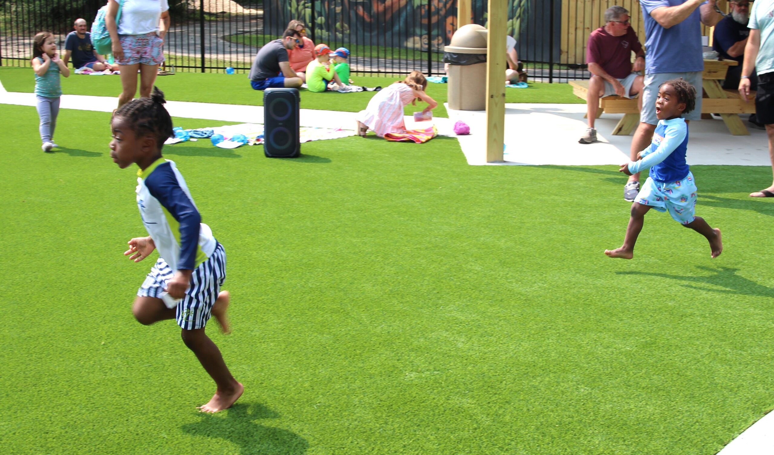 Families at the Cypress Gardens Splash Pad grand opening.