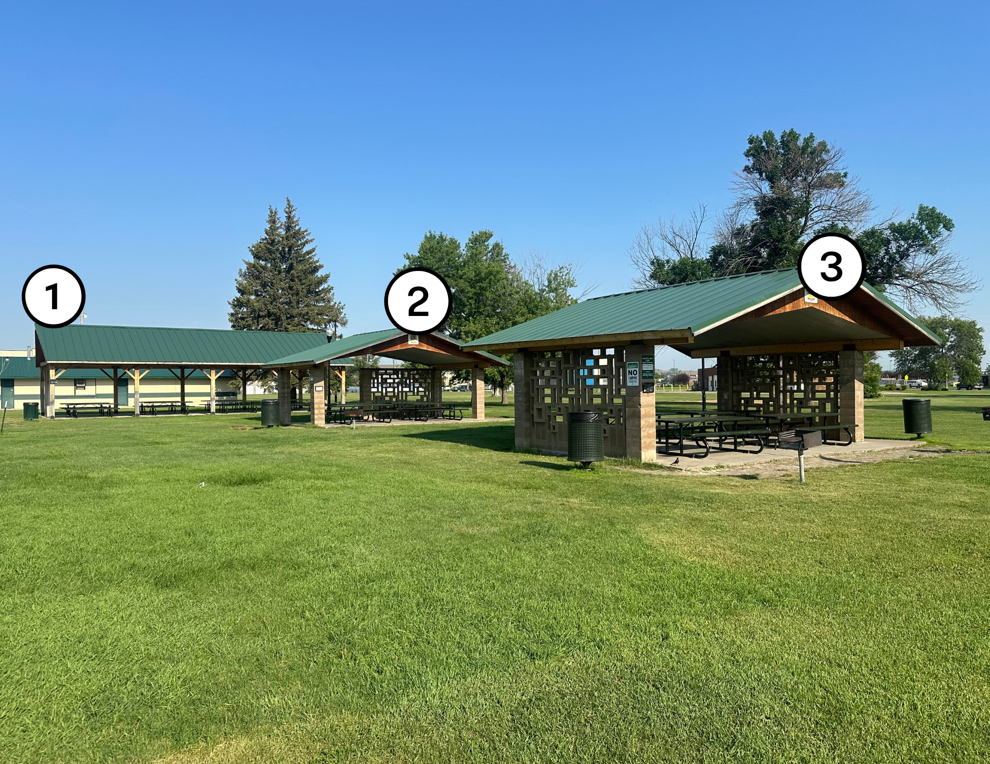 Picnic shelters at Davidson Park.