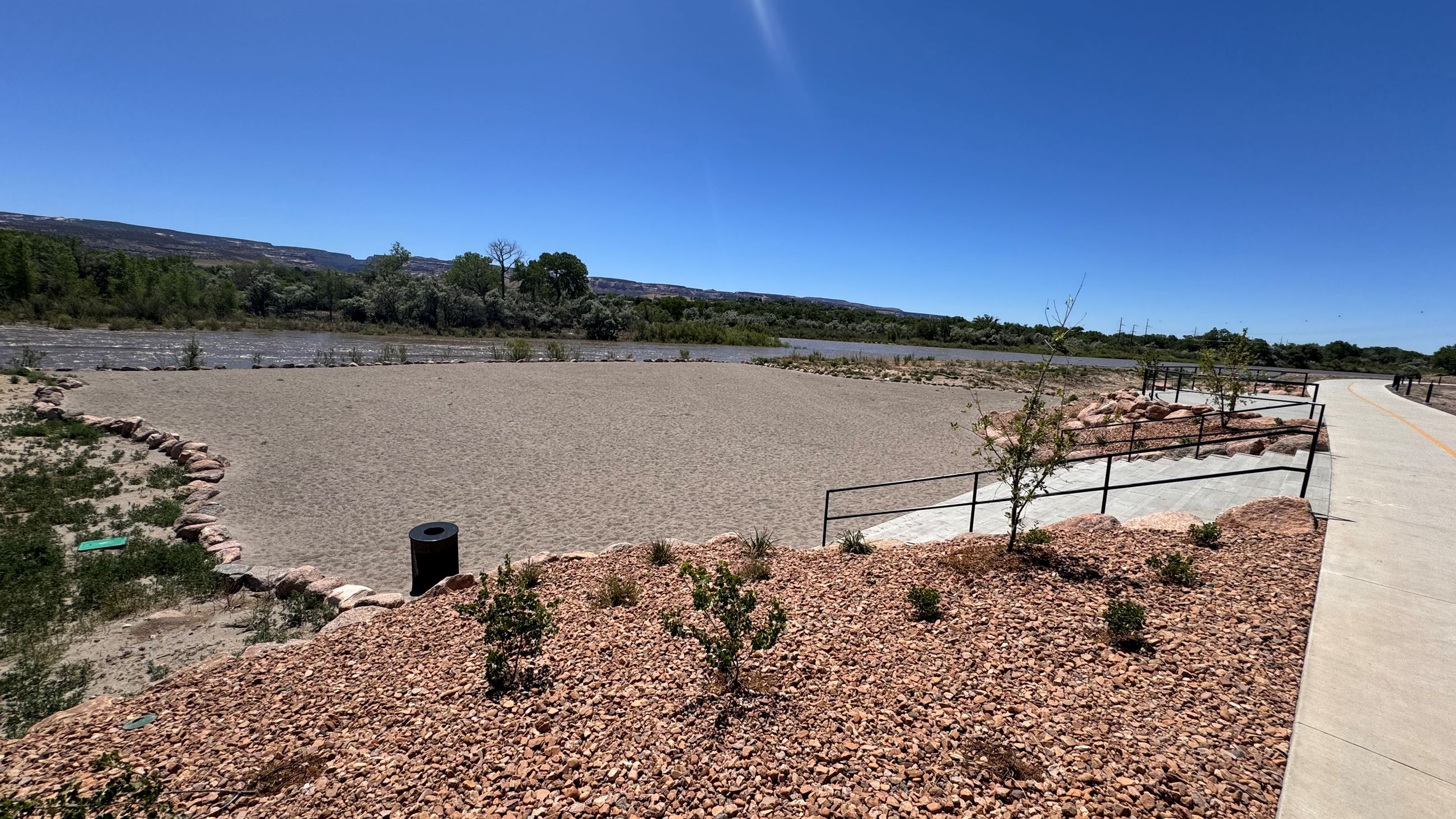 Beach area at Dos Rios Park near the Colorado River.