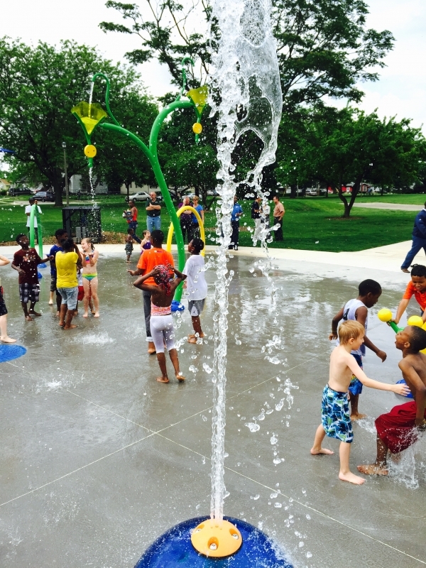 Water play features at Douglass Park splash pad