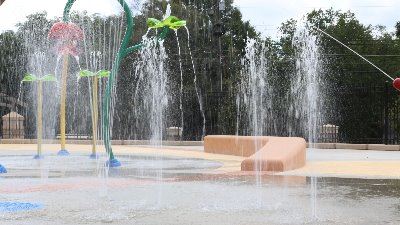 Children's spray features at Elizabeth Porter Sprayground.