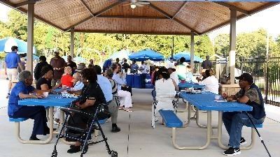 Party pavilion at Elizabeth Porter Sprayground.