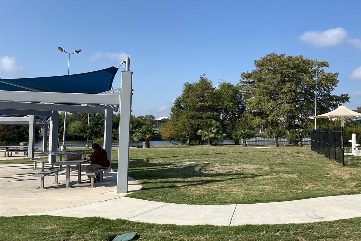 Pavilion overlooking Elmendorf Lake.